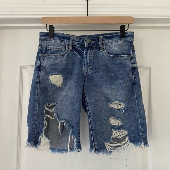 Blank NYC Poster Child denim destroyed boy shorts Bremuda Jean Shorts Jorts 24 - Picture 4 of 9